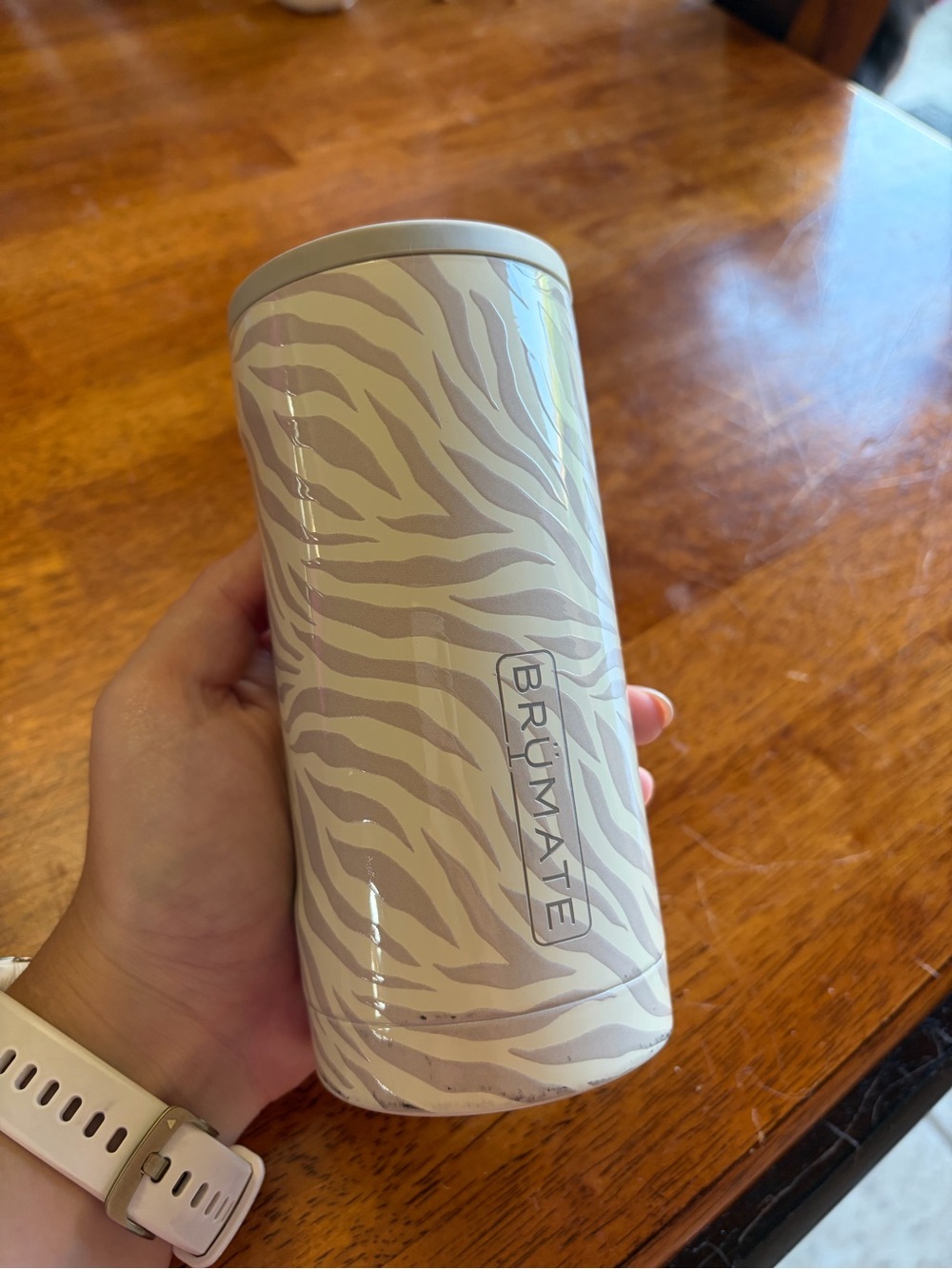 Brumate White Zebra Insulated Slim Can Cooler